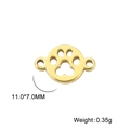 Detailed macro view of gold-plated 11x7mm paw print charm with double connection rings - Gold