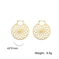 Gold hollow geometric daisy hoop earrings with mandala patterns for women 42x51mm - Gold