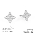 Minimalistische silberne Edelstahl-Hexenknoten-Ohrstecker mit keltischen geometrischen Mustern - Stahlfarben