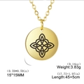 Golden stainless steel Celtic Witch Knot necklace with laser-engraved round pendant detail - Gold