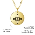 Gold stainless steel witch knot disc necklace with adjustable 45+5cm cross chain length - Gold