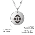 Double-layered 304 stainless steel witch knot necklace with 15mm circular pendant - Steel