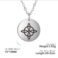 Silver stainless steel witch's knot pendant necklace with 45+5cm chain and 15mm round charm - Steel