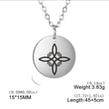 Detailed view of stainless steel witch knot pendant with 15mm size and chain length specs - Steel
