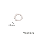 Polished silver stainless steel hexagon charm with 10x8.6mm dimensions and 0.3g weight - Hexagon / Steel