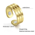 Minimalist 18K gold-plated stainless steel magnetic ring with 8mm width and three-groove design - Gold