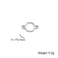 Silver hollow hexagon stainless steel connector for DIY jewelry, 11.1x6.7mm size - Double Hole Hexagon / Steel