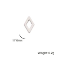 Polished silver stainless steel hollow rhombus charms for DIY earrings, 11x6mm size - Diamond / Steel