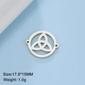 Polished stainless steel triquetra pendant with hollow triangle design, 17.8x15mm size - Triangle in Circle - Steel Color