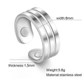 8mm stainless steel magnetic therapy ring with open adjustable band design - Steel