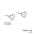 Minimalist silver heart stud earrings in stainless steel for women 5.9x6.8mm - Heart Style / Steel