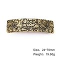 Vintage bronzen haarclip met reliëf van pioenrozen, afmeting 24x79mm - Antiek Goud