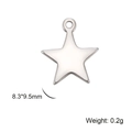 Gepolijste roestvrijstalen ster hanger 8,3x9,5mm met ring voor DIY sieraden maken - Staalkleur