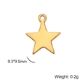 Detailweergave van een 8,3x9,5mm vergulde ster hanger met afmetingen en gewicht info - Goud