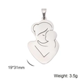 Polished stainless steel mother and child silhouette pendant for DIY jewelry making - Mother Hugging Baby Style / Silver