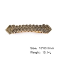 Fermaglio vintage in lega bronzo con trama intrecciata, misura 18x80,5mm - Oro Antico