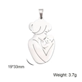 Polished 304 stainless steel mother and baby family pendant, 19x33mm silver charm - Mother Kissing Baby Profile Style / Silver