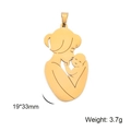 Golden stainless steel mother and child silhouette pendant measuring 19 by 33mm - Mother Kissing Baby Profile Style / Gold
