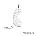 Silver stainless steel mother and baby pendant with heart cutout and silhouette design - Pregnant Mother with Heart Style / Silver