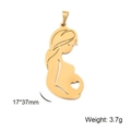 Golden minimalist mother holding baby pendant in stainless steel, 17x37mm size - Pregnant Mother with Heart Style / Gold