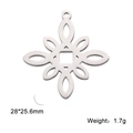 Polished 28x25.6mm flower shaped stainless steel pendant for jewelry making - Steel