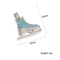 Luxury rhinestone roller skate pendant with blue crystals measuring 22mm by 23mm - Sky Blue