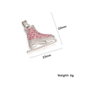 Silver ice skate pendant with pink rhinestones, size 22x23mm and weighing 6g - Red