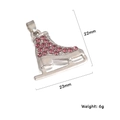 Silver ice skate pendant charm with pink rhinestones, dimensions 22x23mm and 6g weight - Lavender