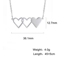 Collana minimalista in acciaio inossidabile con ciondolo a tre cuori e misure - Colore acciaio