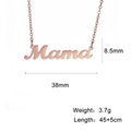 18K gold plated stainless steel Mama letter necklace with 45cm adjustable chain and size guide - Rose Gold