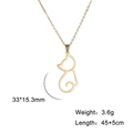 Halskette mit Katzenumriss-Anhänger aus goldenem Edelstahl und verstellbarer Kette auf Weiß - Stil 1 / Gold