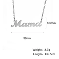 Minimalist silver Mama letter pendant necklace in stainless steel with polished finish - Steel
