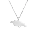 Polished stainless steel Jamaica island map pendant on a delicate silver link chain - Steel