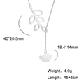 304 stainless steel bird and leaf tassel necklace with dimensions and weight specs - Steel