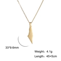 Gold stainless steel necklace with geometric map pendant and 45+5cm adjustable chain - 33*9.6mm / Solid Map (Style 3) - Gold