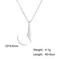 Polished stainless steel map pendant necklace with 45+5cm chain for men and women - 33*9.6mm / Solid Map (Style 3) - Silver