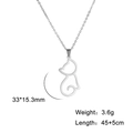 Minimalistische silberne Edelstahl Halskette mit Katzenumriss und 45cm verstellbarer Kette - Stil 1 / Silber