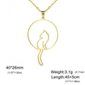 Goldene minimalistische hohle Katzen-Halskette aus 304 Edelstahl mit feiner O-Kette - Stil 2 / Gold