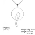 Minimalistische Katzen-Silhouette-Halskette aus Edelstahl in Silber mit Maßangaben - Stil 2 / Silber