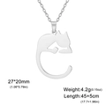 Poliertes Silber Edelstahl Halskette mit einem minimalistischen hohlen Katzenanhänger - Stil 6 / Silber