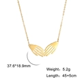 Detail showing dimensions of golden hollow skeleton hand heart pendant with necklace specs - Gold