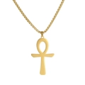Goldene Ankh Kreuz Anhänger Halskette aus Edelstahl mit Boxkette für Damen und Herren - Gold
