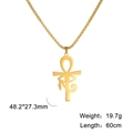 Collier en acier inoxydable doré avec pendentif Croix d'Ankh et Œil d'Horus égyptien - Or