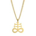 Collier en acier inoxydable 304 doré avec un pendentif symbole de croix de Leviathan - Style Or Chaîne Gourmette