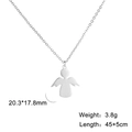 Polished silver stainless steel angel pendant necklace with 45+5cm adjustable chain - Steel