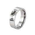 Minimalist stainless steel ring featuring laser-etched mountain and sunrise nature pattern - US 7 / Steel