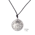 Colgante sello de Salomón en aleación con inscripciones hebreas en cordón encerado negro - Plata Antigua - Cordón de Cera