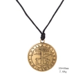 Colgante sello de Salomón dorado vintage con cordón de cera y grabados hebreos - Oro Antiguo - Cordón de Cera