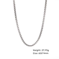 Poliertes Silber Edelstahl Boxkette Halskette, 4mm breit und 600mm lang für Herren - Silber-600*4mm