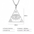 Collier en acier inoxydable avec triangle ajouré et œil incluant détails et mesures - Acier